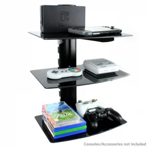 Tempered Black Glass Floating Shelf 