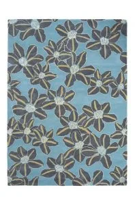 Zakouma Floral Wool Rugs Light Blue