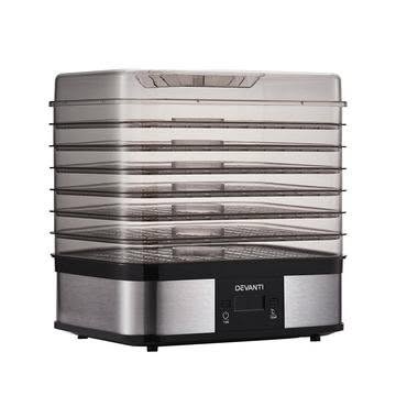 Devanti 7-tray food dehydrator in silver with clear trays