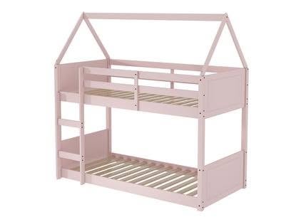 Dolly Bunk Bed in pink solid pine with safety rail