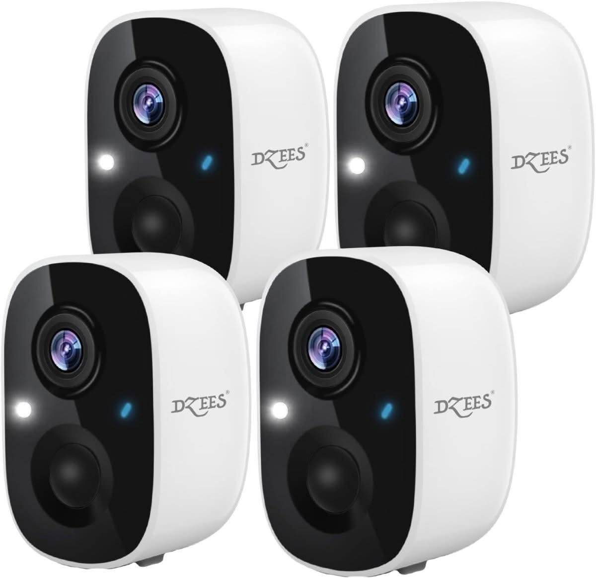DZEES battery-powered outdoor security camera four-pack