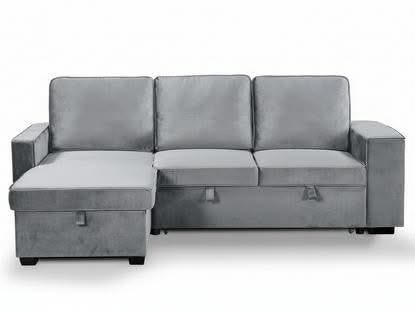 TSB Living Enkel reversible L-shape pull-out sofa bed in grey linen