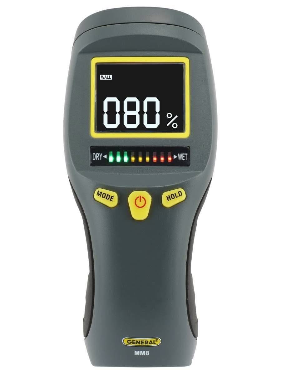 General Tools MM8 pinless LCD moisture meter with tricolor bar graph