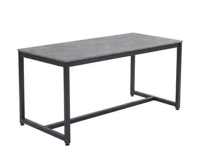 Grey marble-look 160 cm dining table with black metal frame