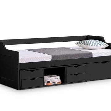 Herb black pine daybed with drawers
