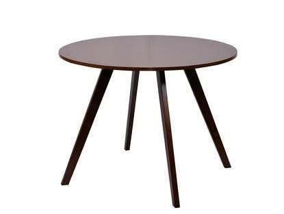 Hexa round 100 cm walnut dining table with rubberwood legs