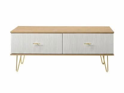 Lilium coffee table in creamy white and oak with gold handles