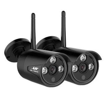 UL-tech pair of white long-range wireless outdoor cameras