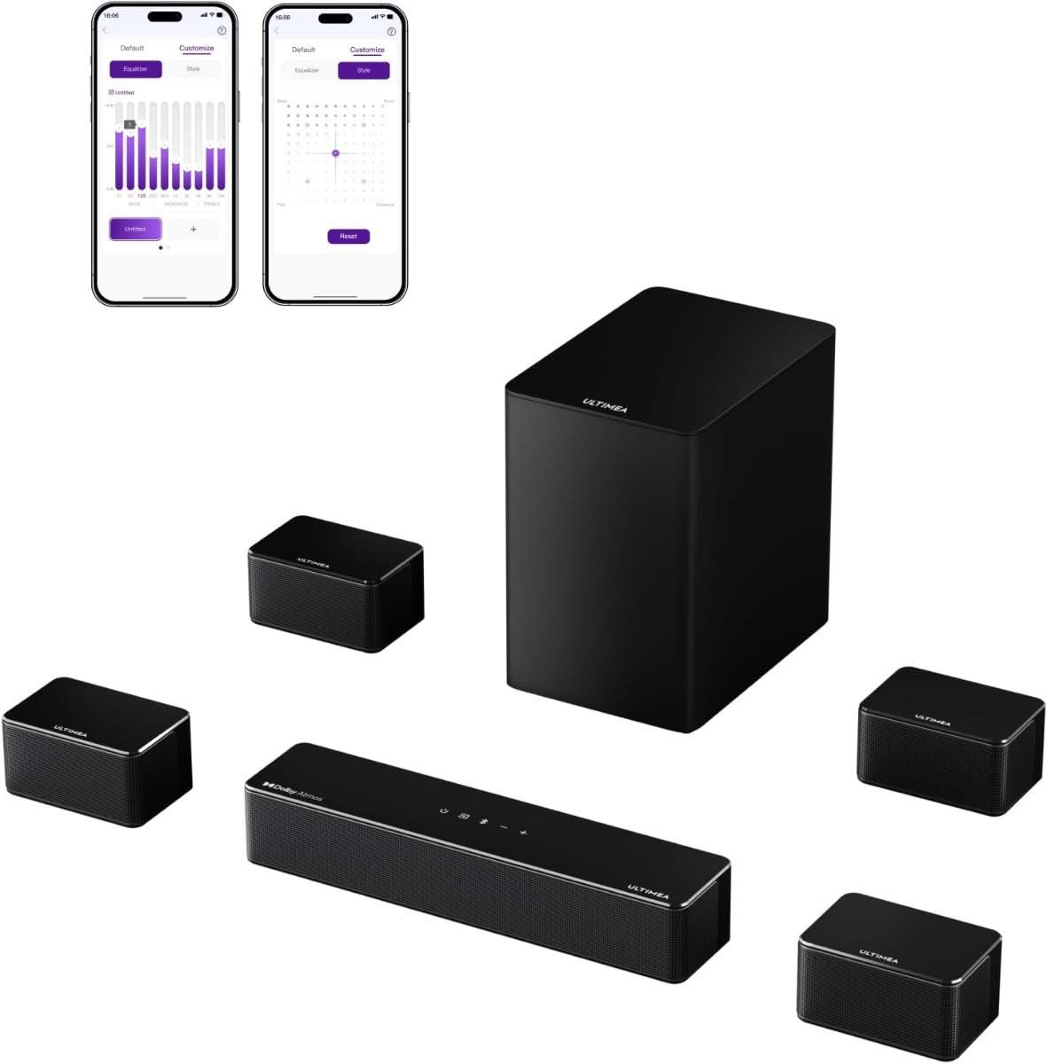 ULTIMEA Poseidon D80 7.1 Dolby Atmos soundbar with surround speakers
