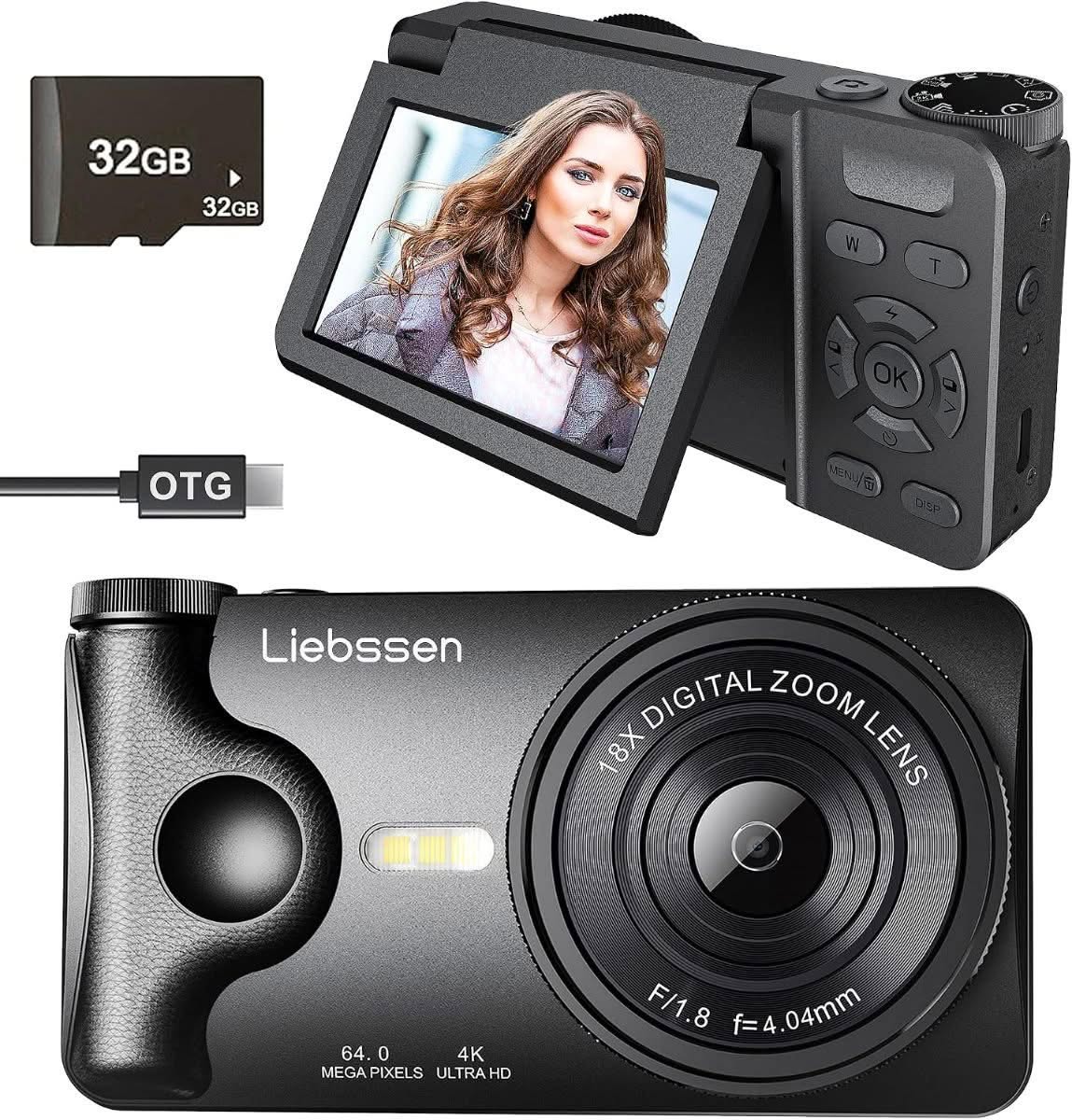 4K Digital Camera with Flip Screen for Vlogging