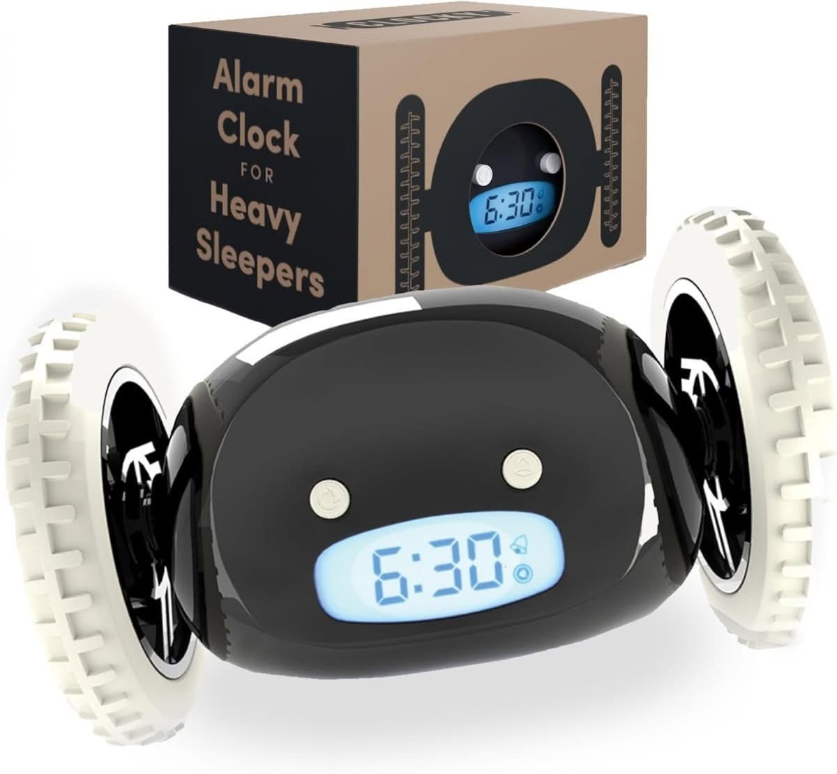 Clocky runaway alarm clock on wheels