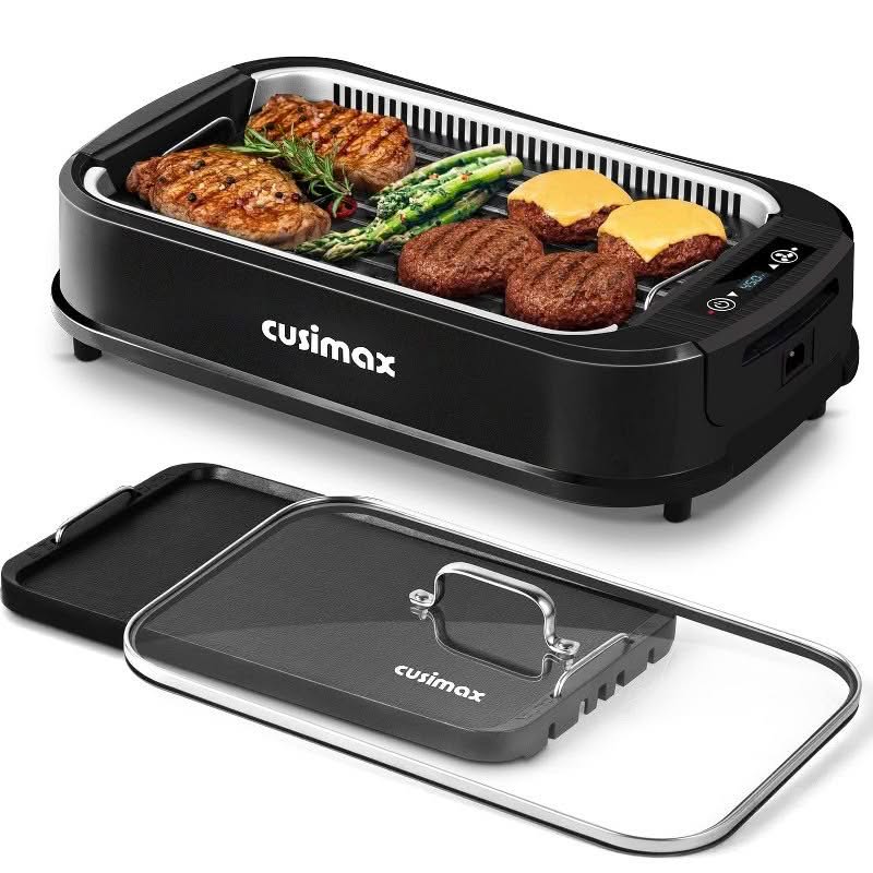 CUSIMAX Indoor Grill with Double Grill Plates on a plain background