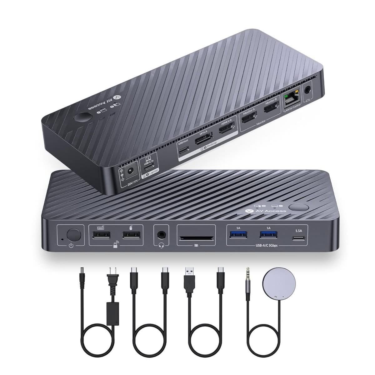AV Access iDock P10 KVM Docking Station, 2 Monitors 2 PC - Best for Business/Enterprise (Dual-PC KVM Switching)