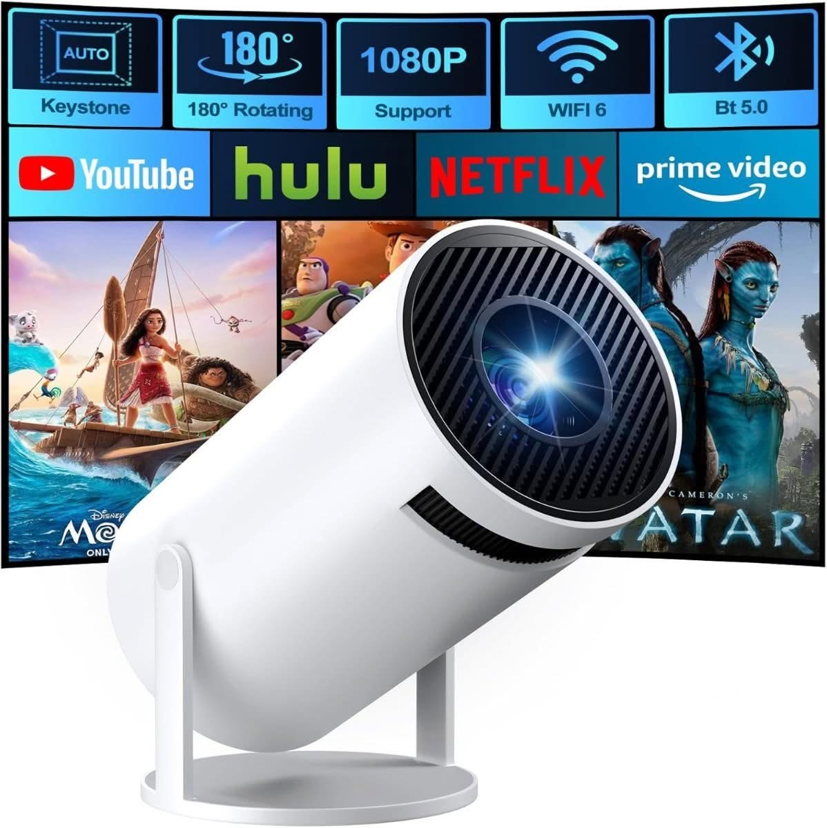 LXJADAP mini projector with WiFi 6 and Bluetooth