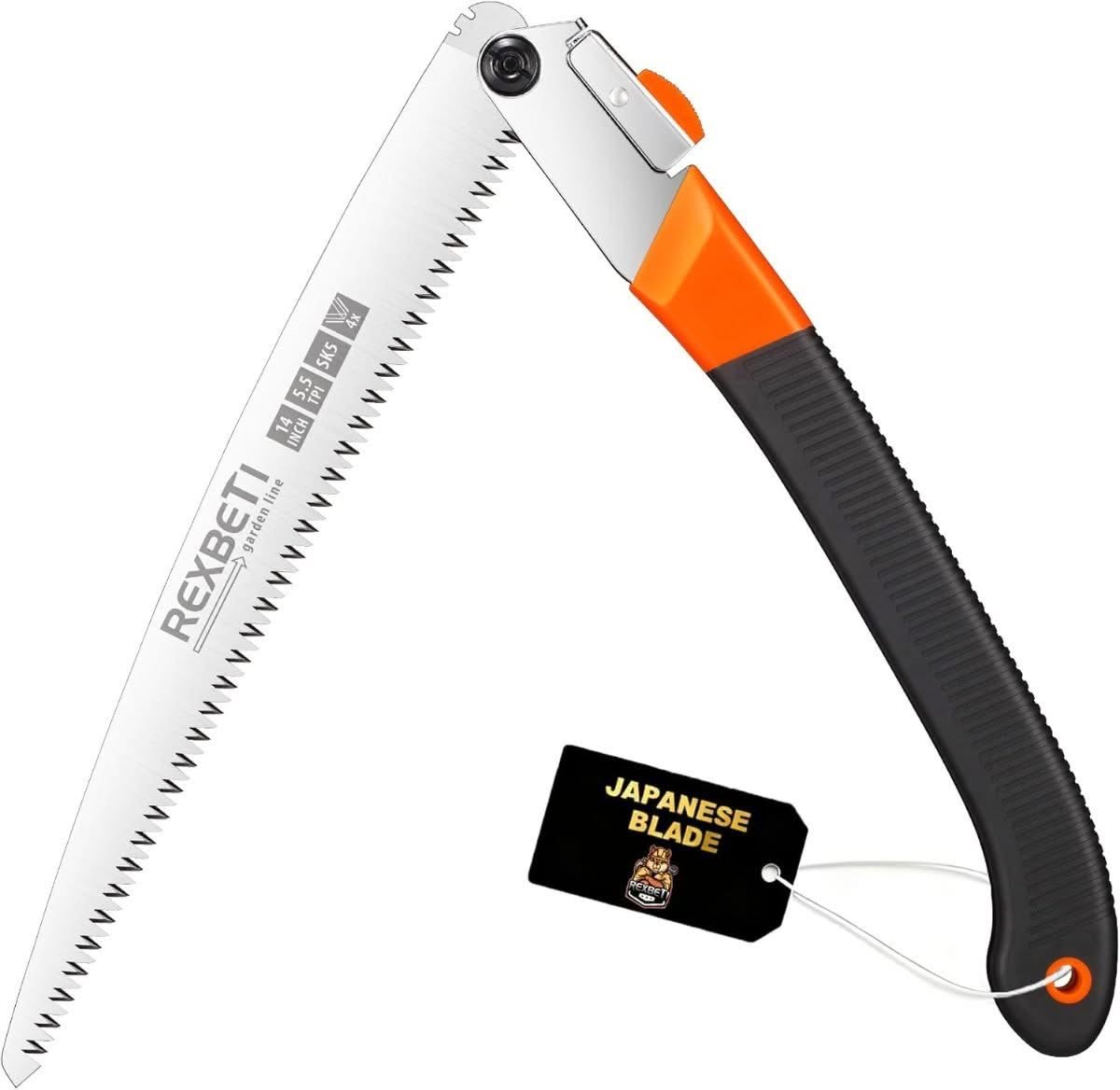 REXBETI Extra Long 14 Inch Folding Saw, SK-5 Steel Blade - Best Folding Hand Saw