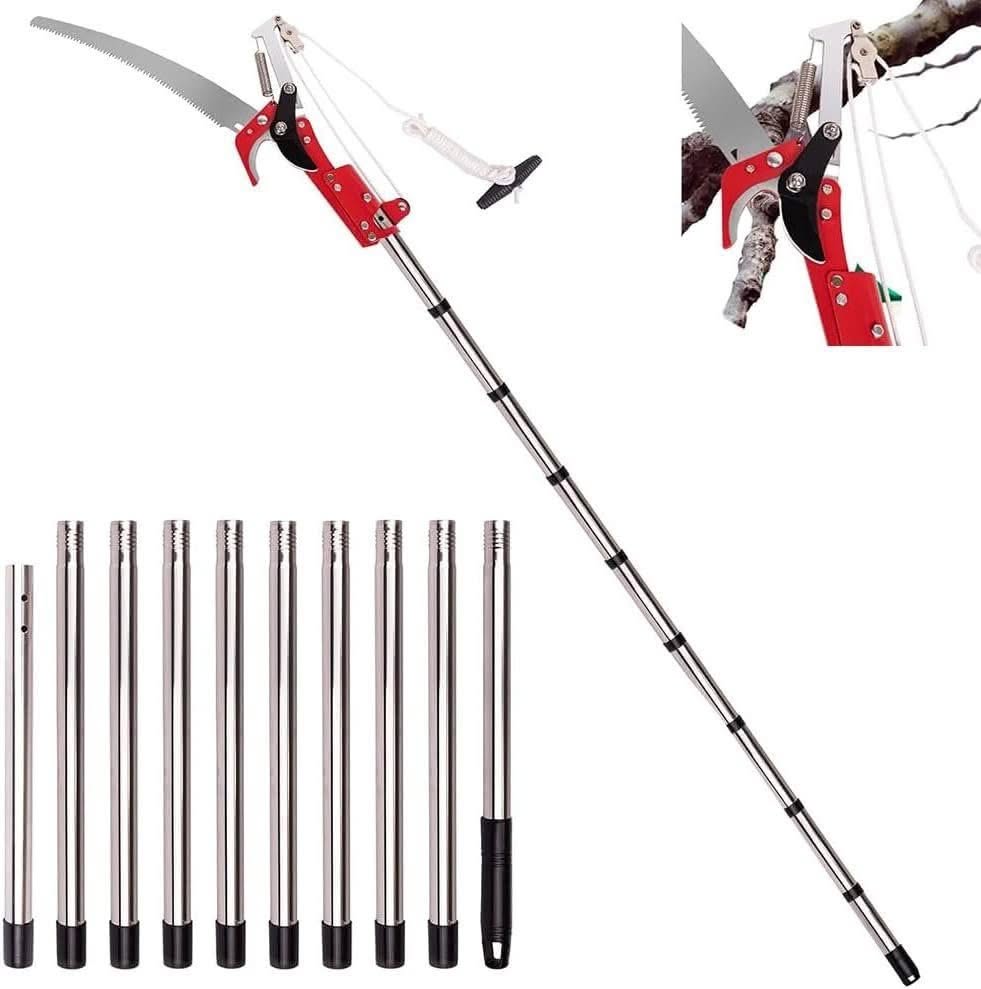 HHWRT 4M Tree Pole Pruner, Extendable Manual High Branch Trimmer - Best Pole/Long-Reach Saw