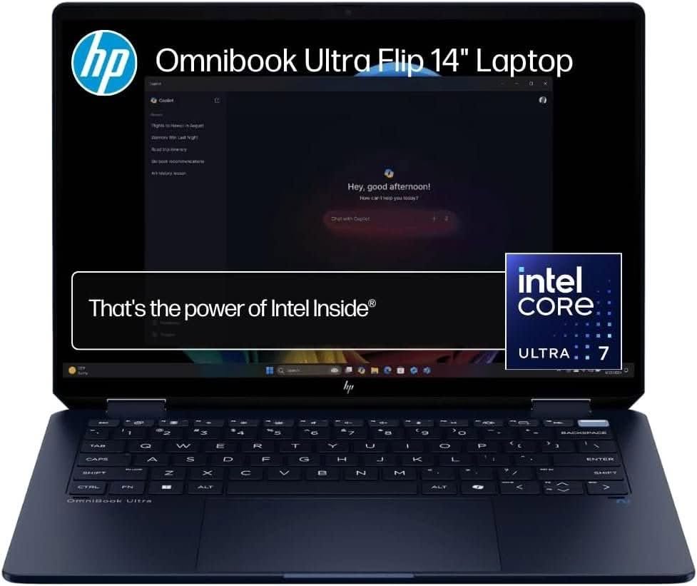HP OmniBook Ultra Flip AI 14in 3K OLED Touch, Core Ultra 7, 32GB/1TB - Best Battery Life