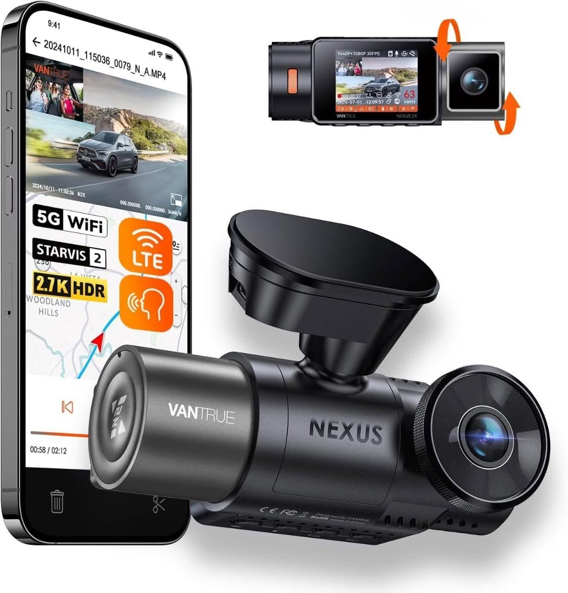 Vantrue N2X 2.7K Dash Cam front and cabin